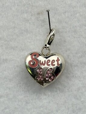 Brighton Sweet 16 Heart Charm Pink Enamel Text